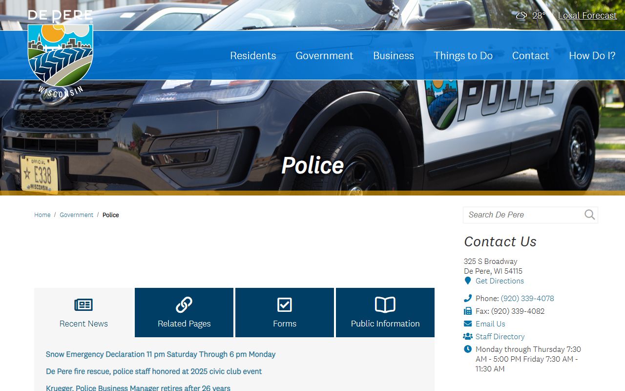 De Pere White Pages police department building