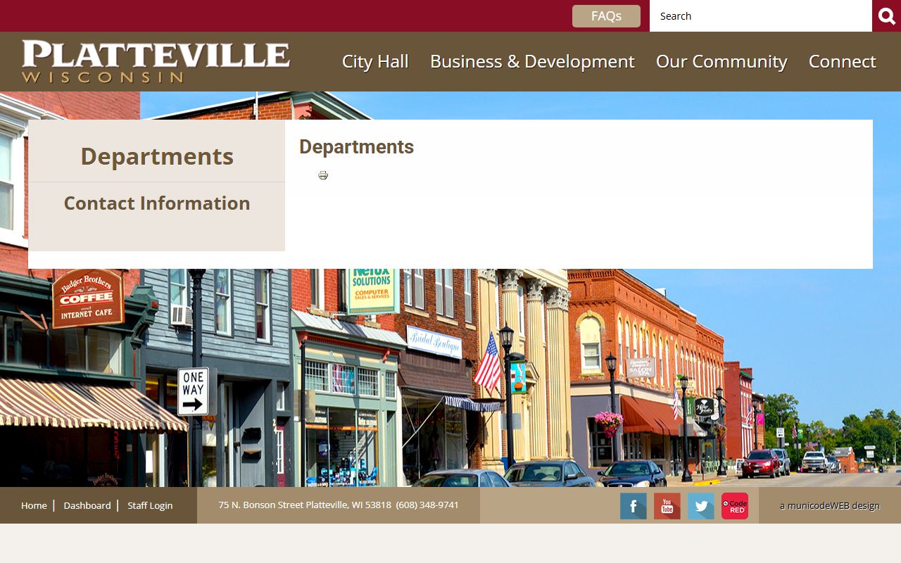 Platteville White Pages city departments directory