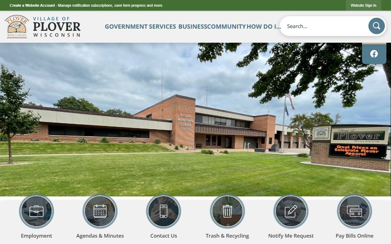 Plover White Pages village government building