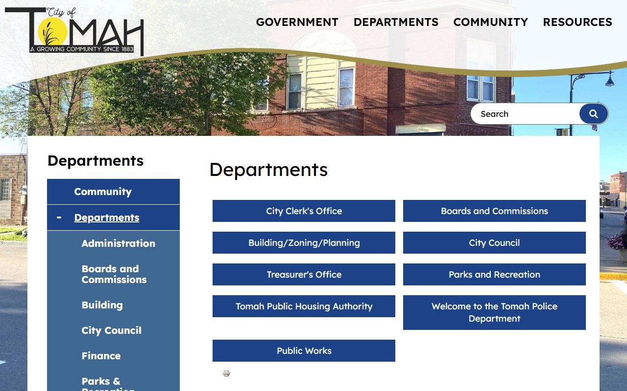 Tomah White Pages city departments image