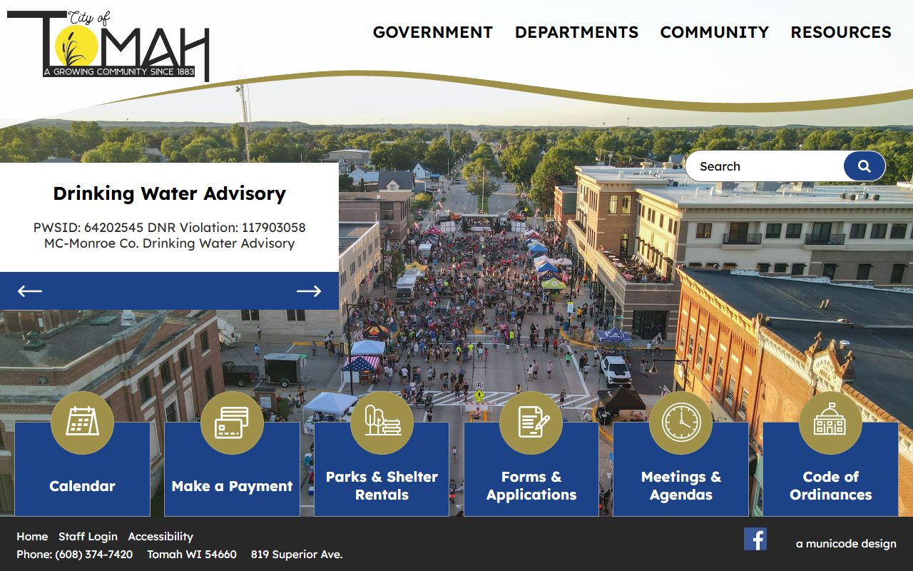 Tomah White Pages city government image