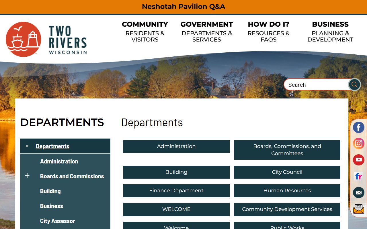 Two Rivers White Pages city departments directory