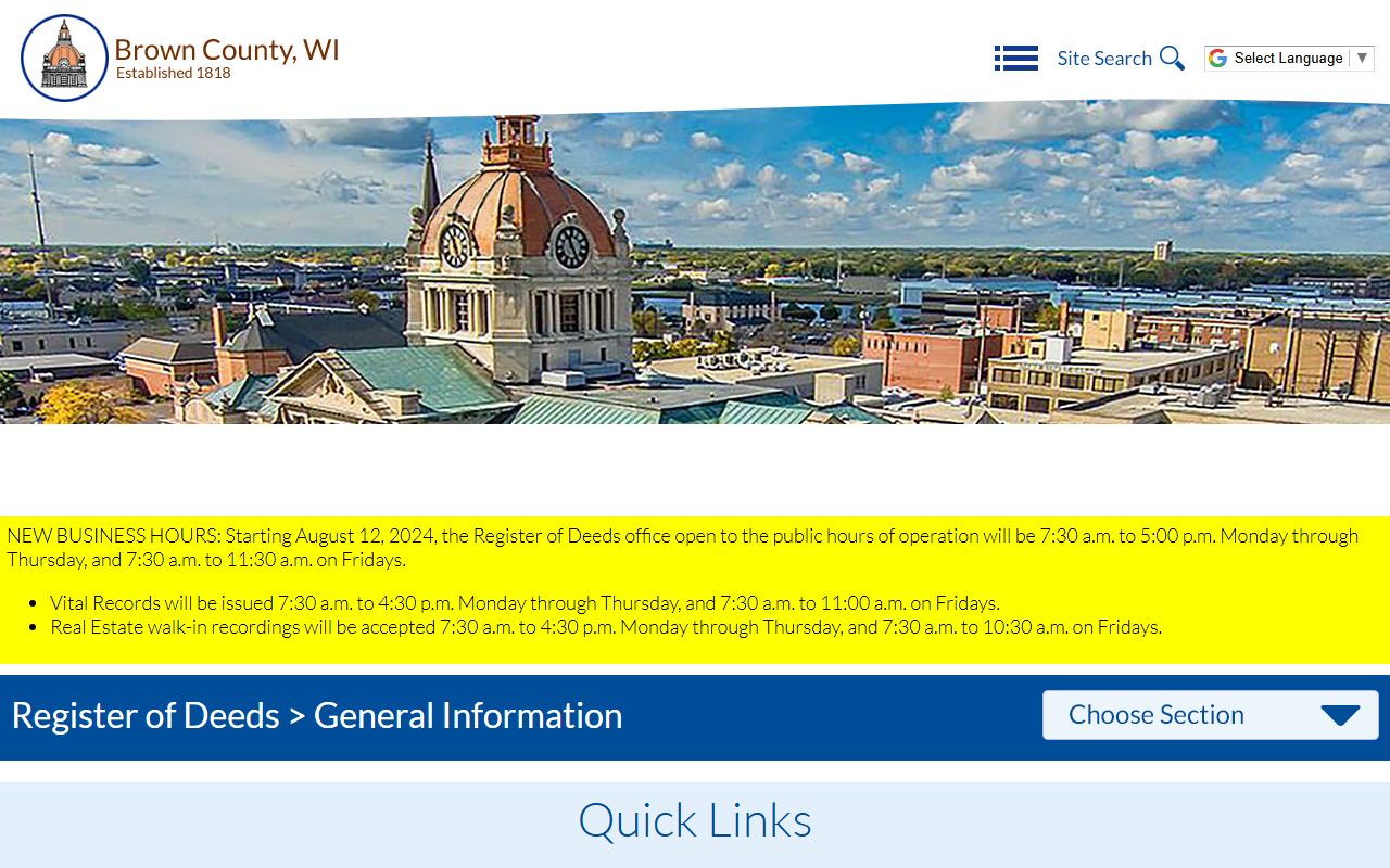 Brown County White Pages register of deeds office
