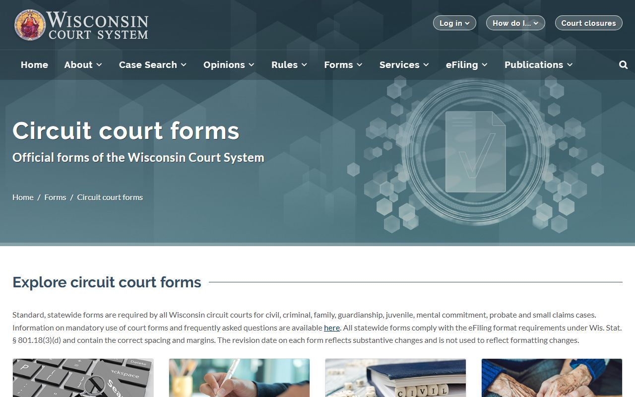 Wisconsin White Pages circuit court forms