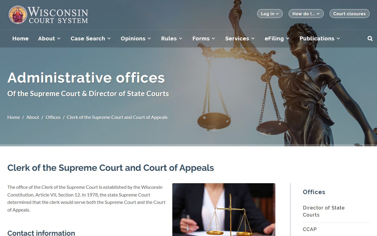 Wisconsin White Pages clerk of supreme court