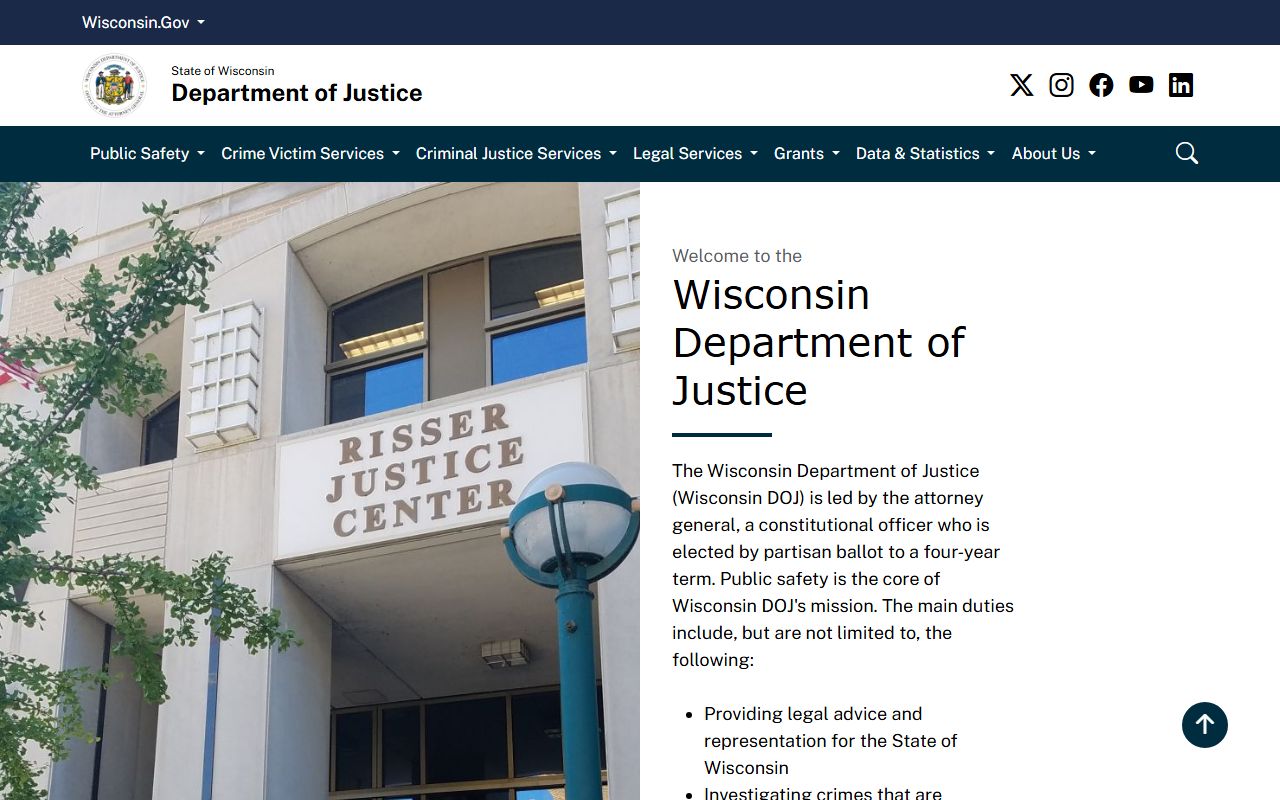 Wisconsin White Pages Department of Justice